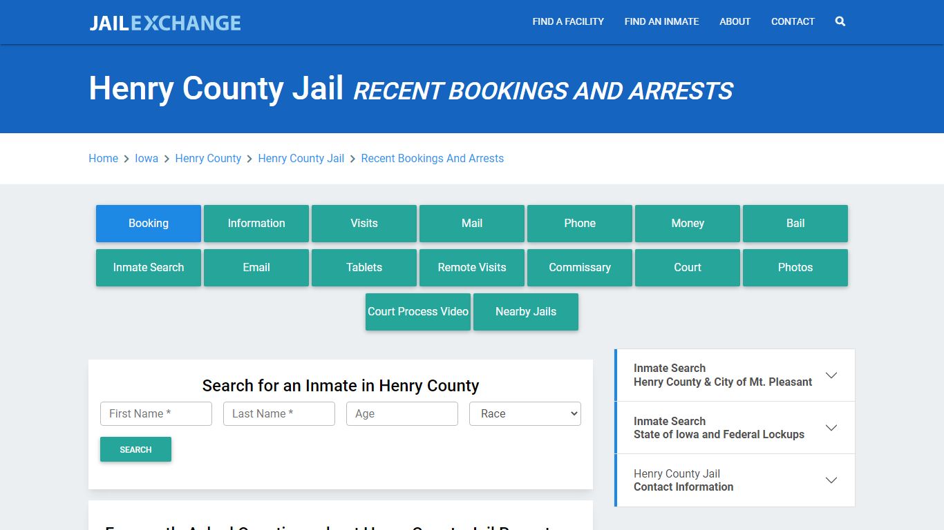 Henry County Jail IA Recent Arrests and Bookings - Jail Exchange