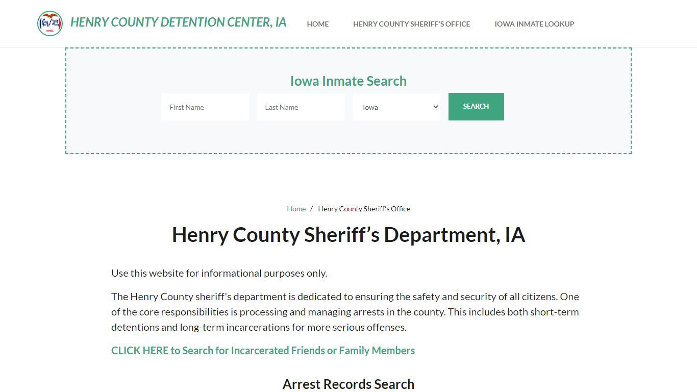 Henry County Sheriff Department, IA Arrests, Warrant Lookup