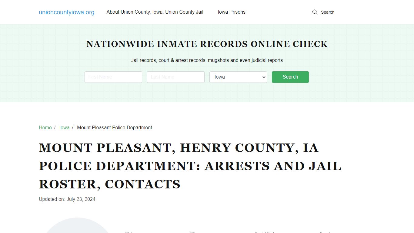 Mount Pleasant, Henry County, IA Police Department: Arrests and Jail ...