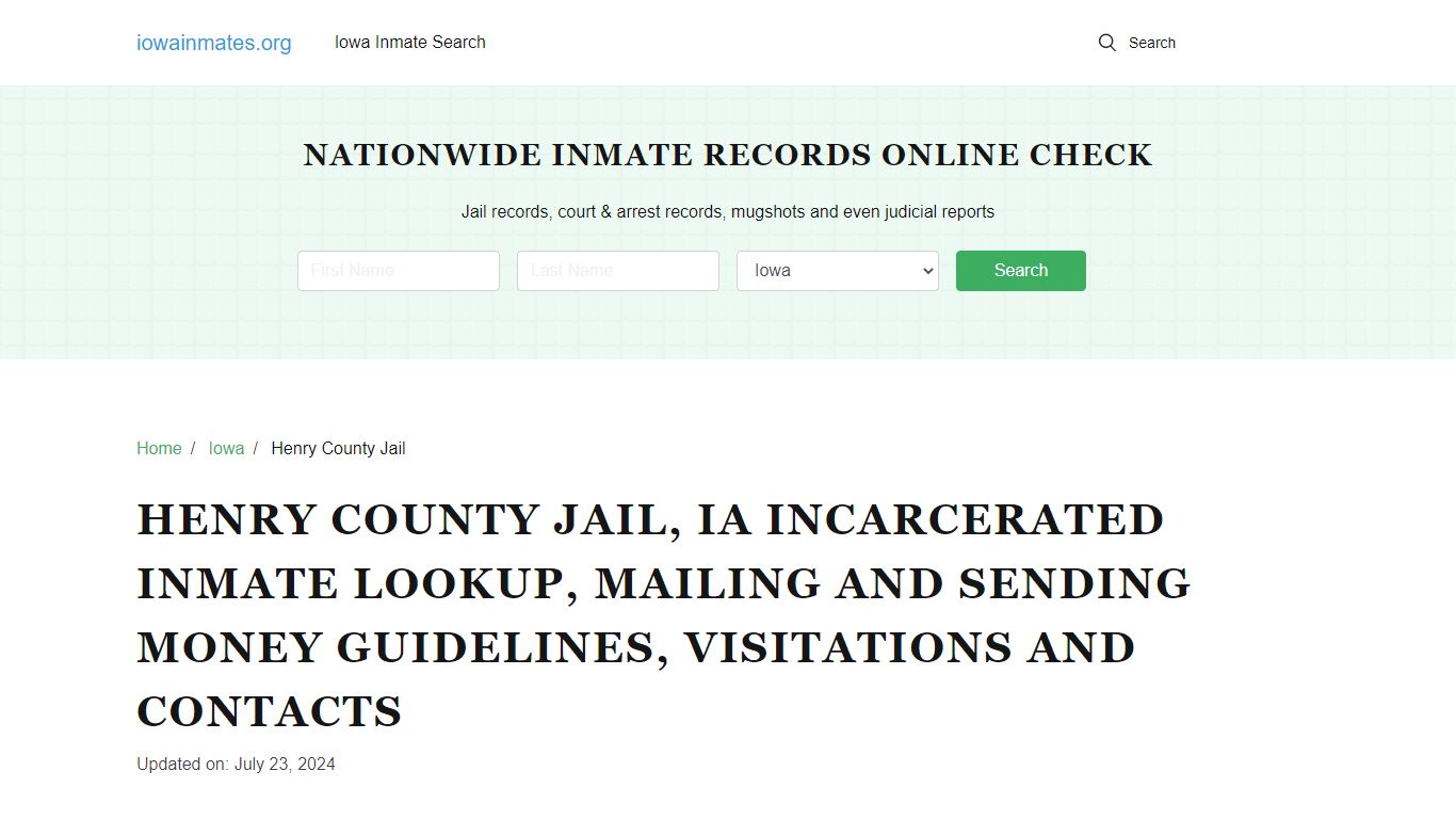 Henry County Jail, IA: Find an Inmate, Visitation & Contact Info